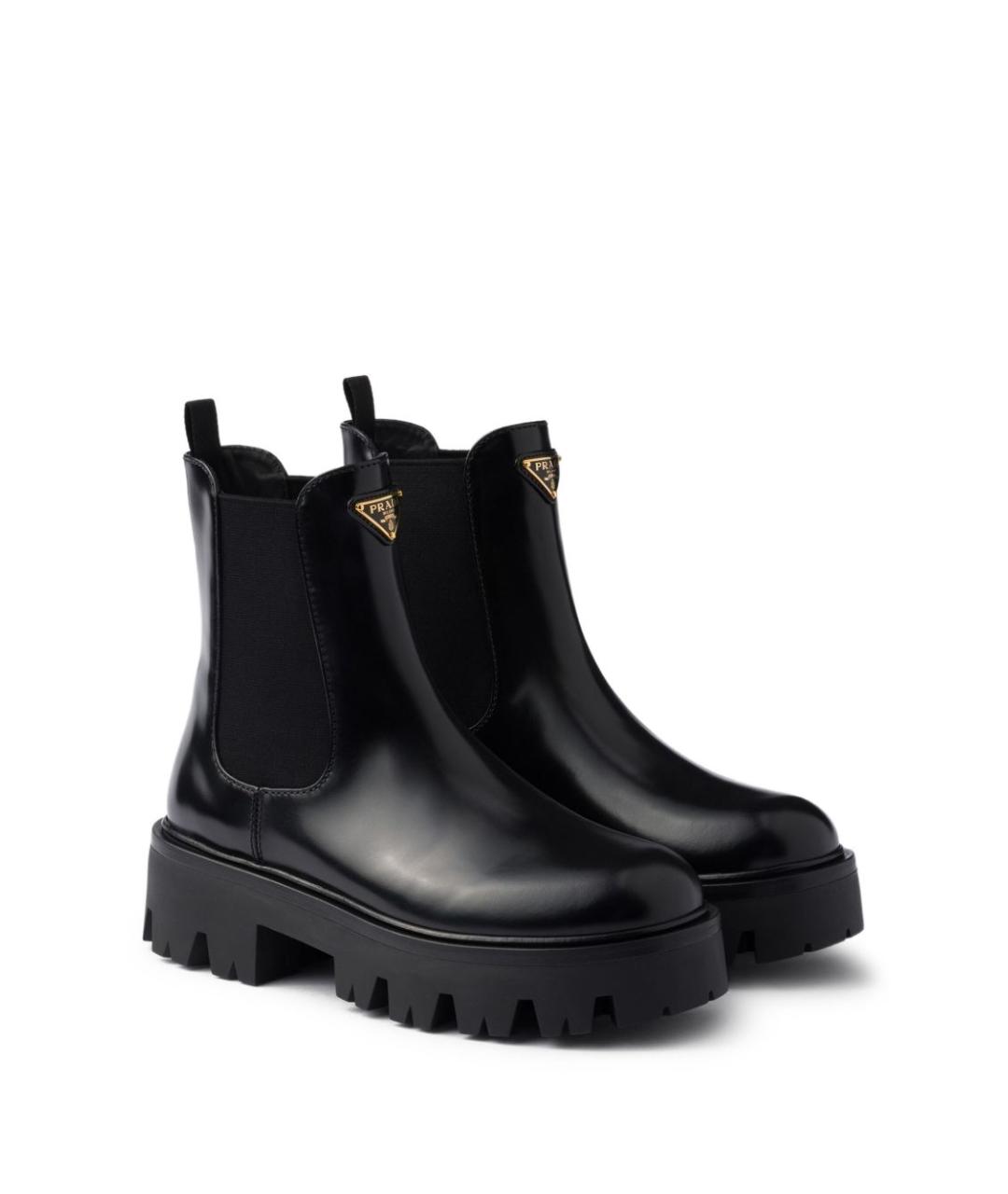 PRADA Черные кожаные ботинки, фото 5