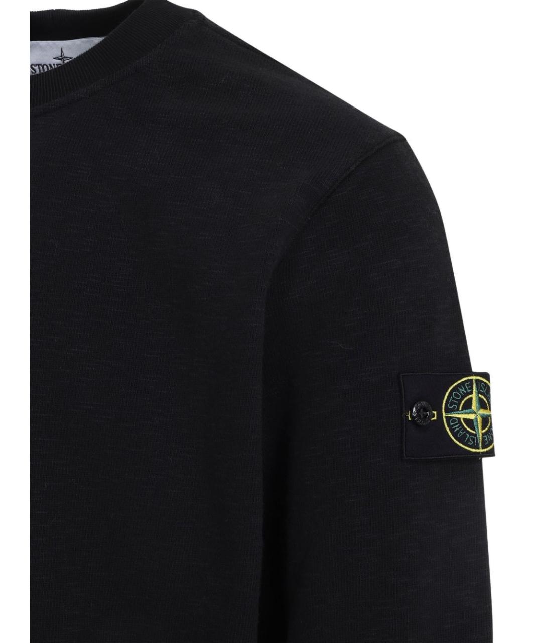 STONE ISLAND Черный хлопковый джемпер / свитер, фото 3