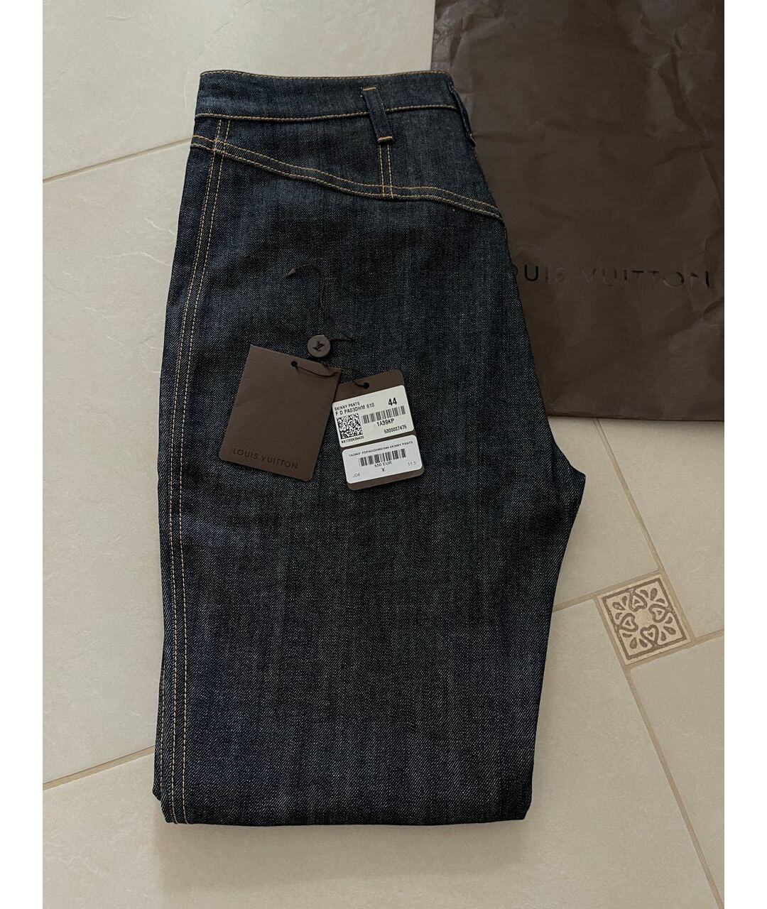 LOUIS VUITTON PRE-OWNED Антрацитовые хлопковые джинсы слим, фото 7