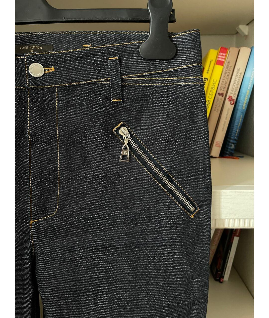 LOUIS VUITTON PRE-OWNED Антрацитовые хлопковые джинсы слим, фото 6