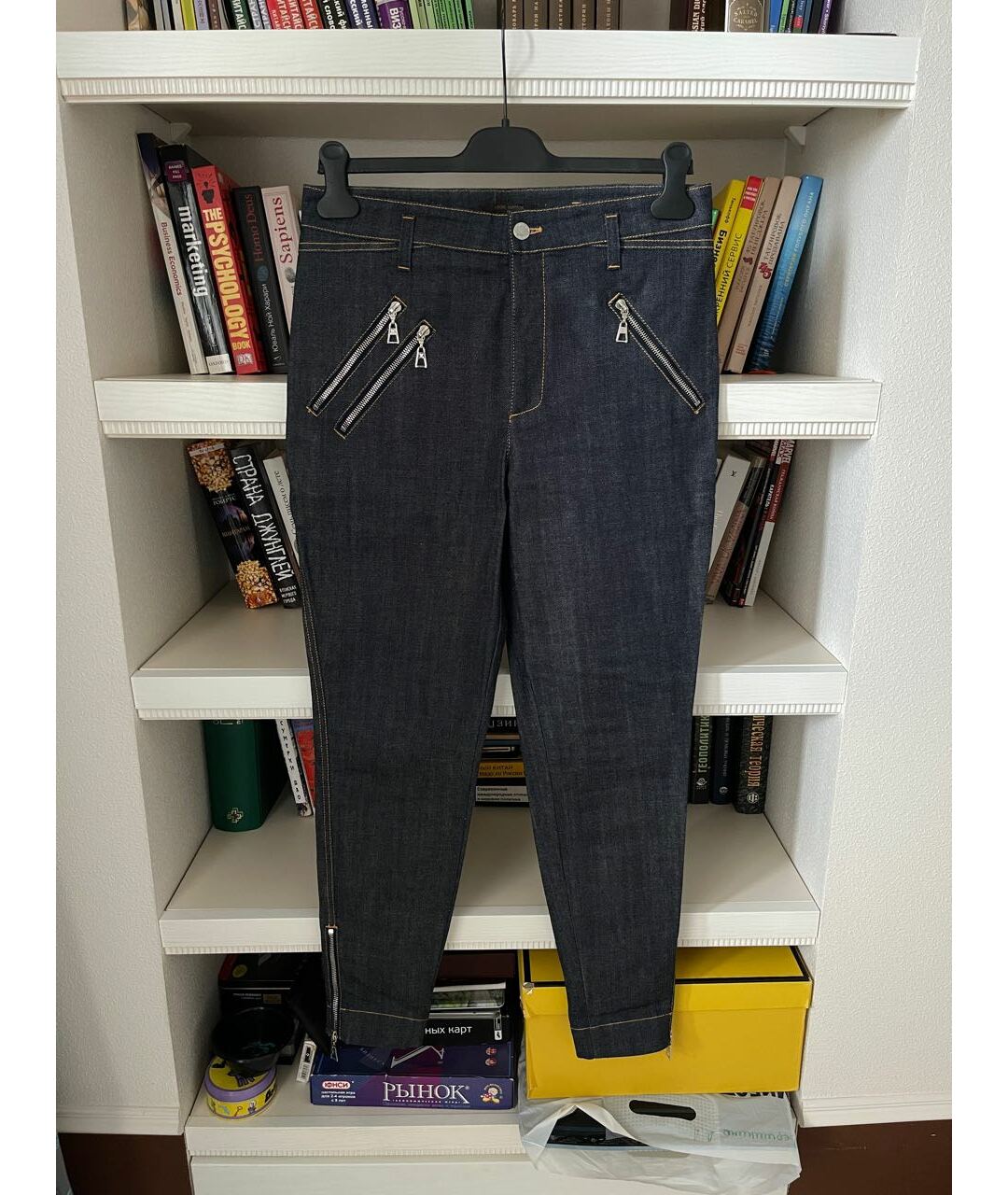 LOUIS VUITTON PRE-OWNED Антрацитовые хлопковые джинсы слим, фото 8