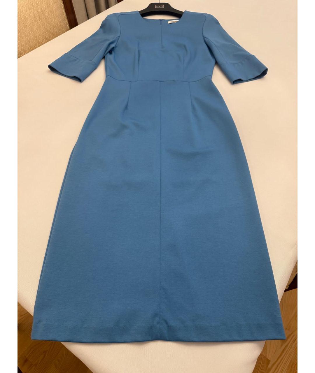 JIL SANDER Голубое вискозное повседневное платье, фото 2