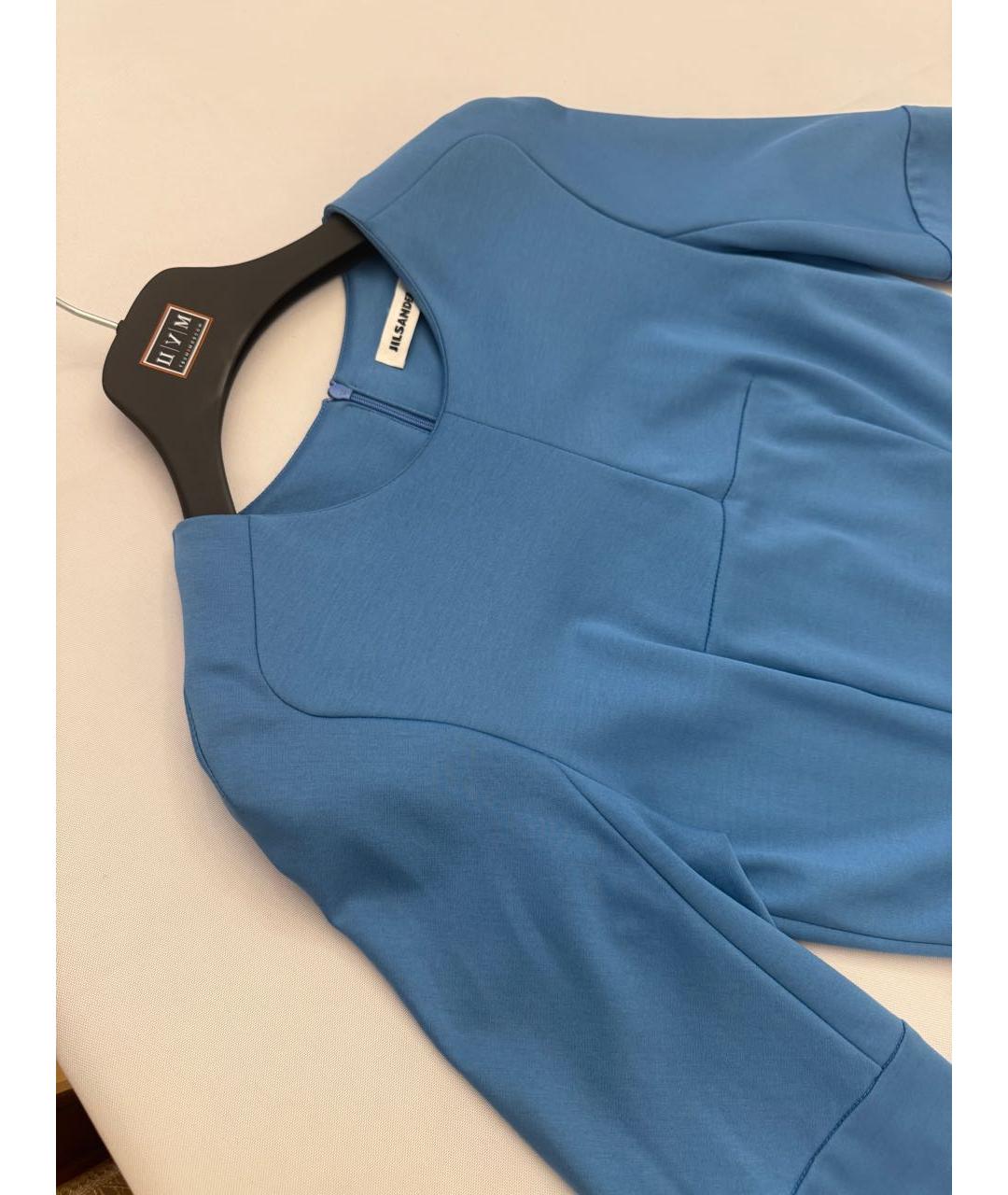 JIL SANDER Голубое вискозное повседневное платье, фото 3
