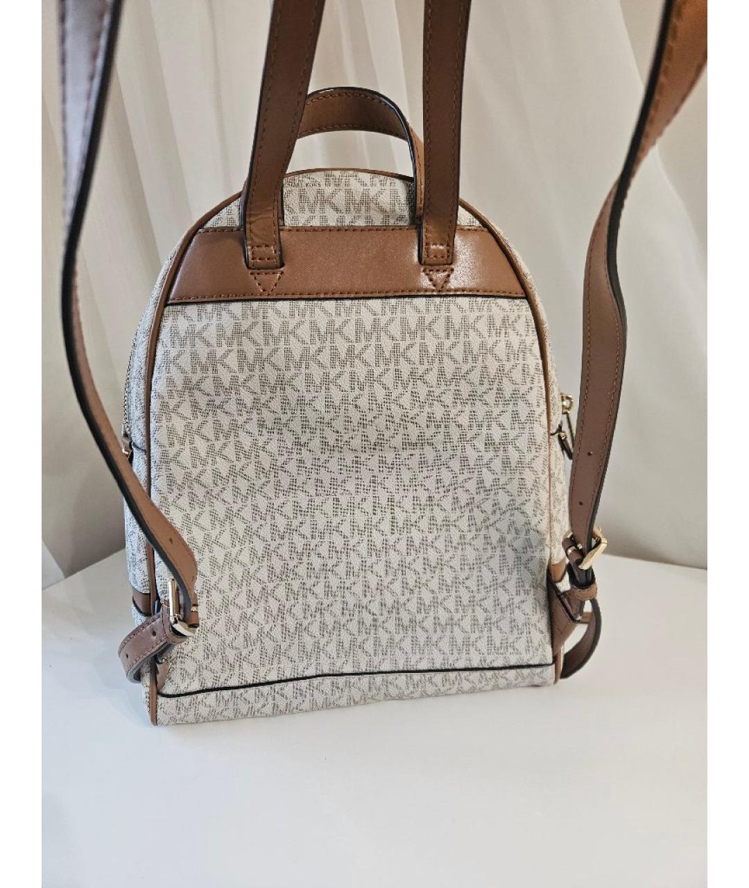 MICHAEL MICHAEL KORS Бежевый кожаный рюкзак, фото 3