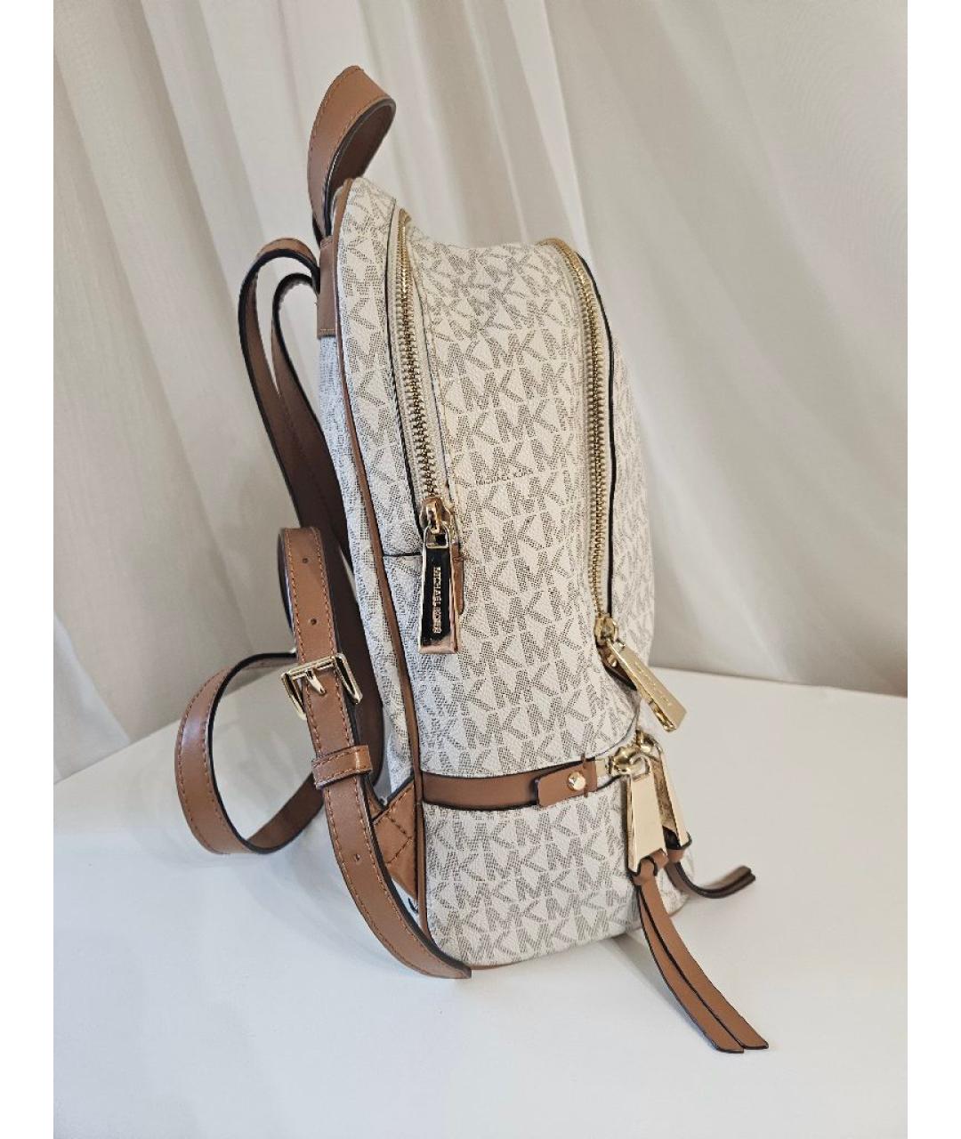 MICHAEL MICHAEL KORS Бежевый кожаный рюкзак, фото 8