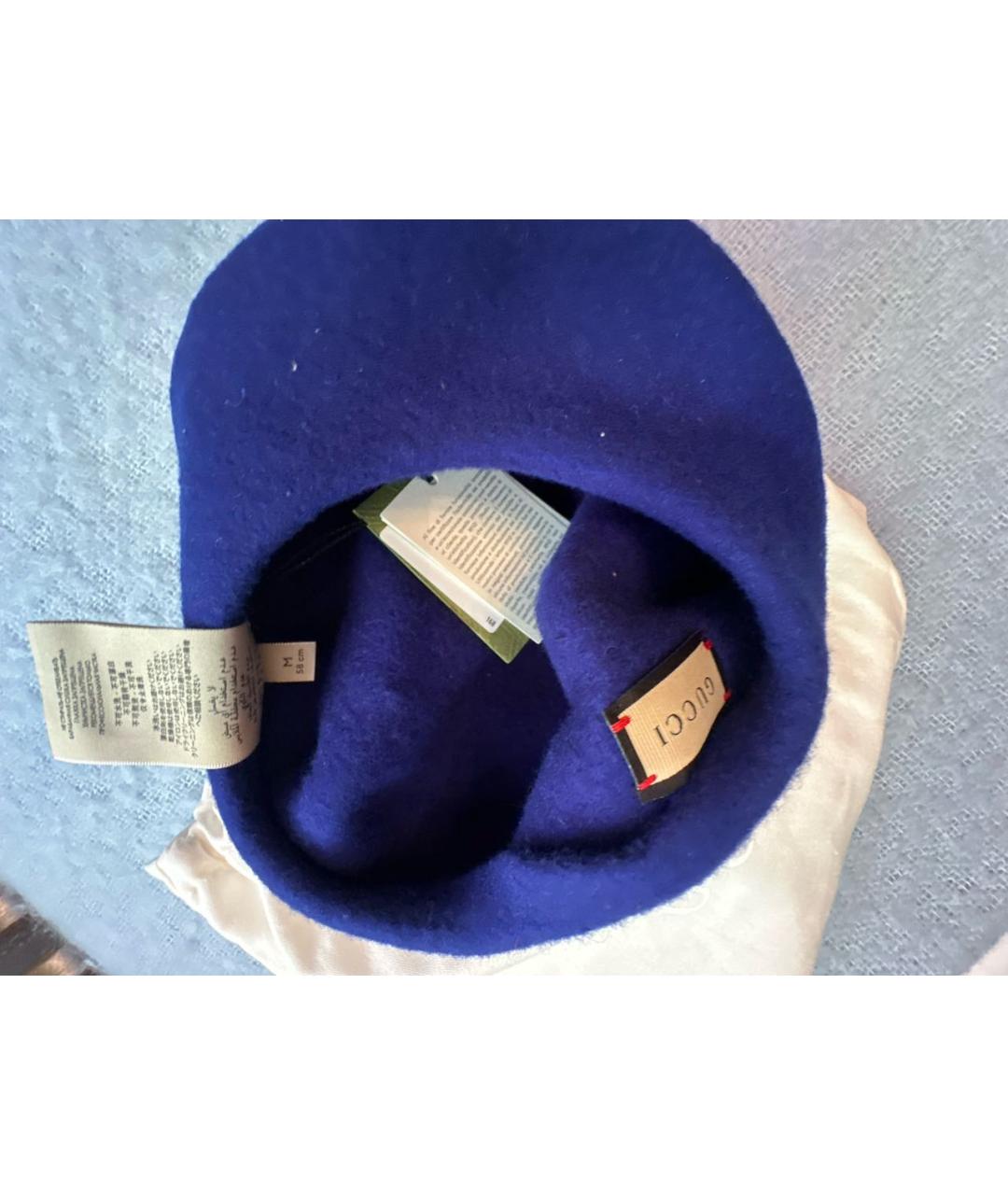 GUCCI Синяя шерстяная шляпа, фото 5