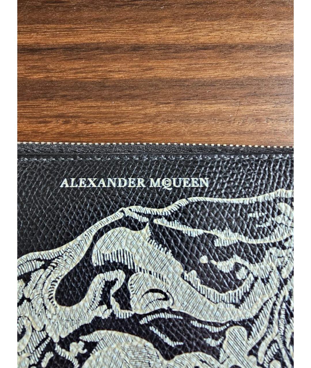 ALEXANDER MCQUEEN Черный кожаный кошелек, фото 2