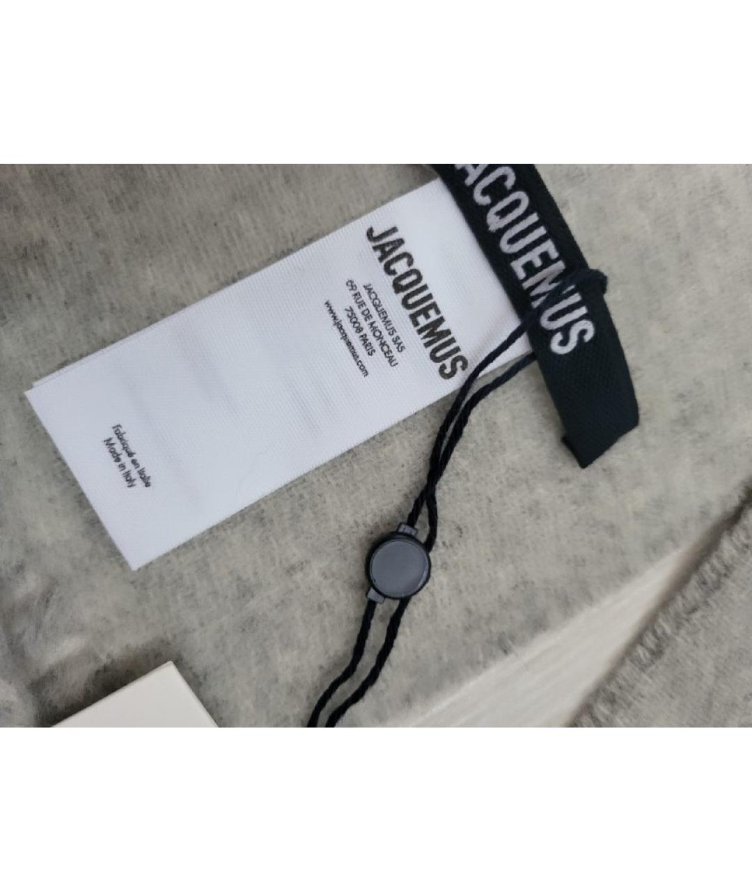 JACQUEMUS Серый шерстяной шарф, фото 4