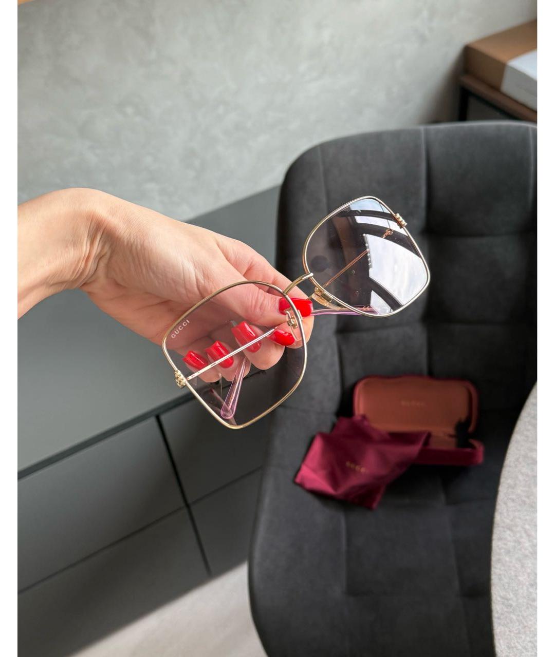 GUCCI Розовые металлические солнцезащитные очки, фото 8