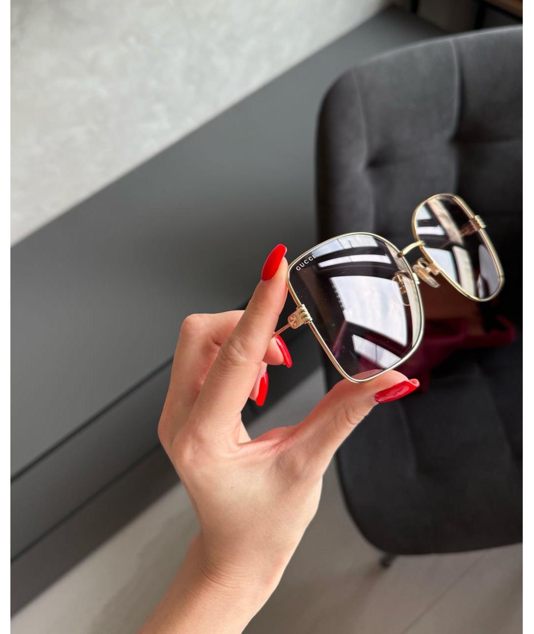GUCCI Розовые металлические солнцезащитные очки, фото 4