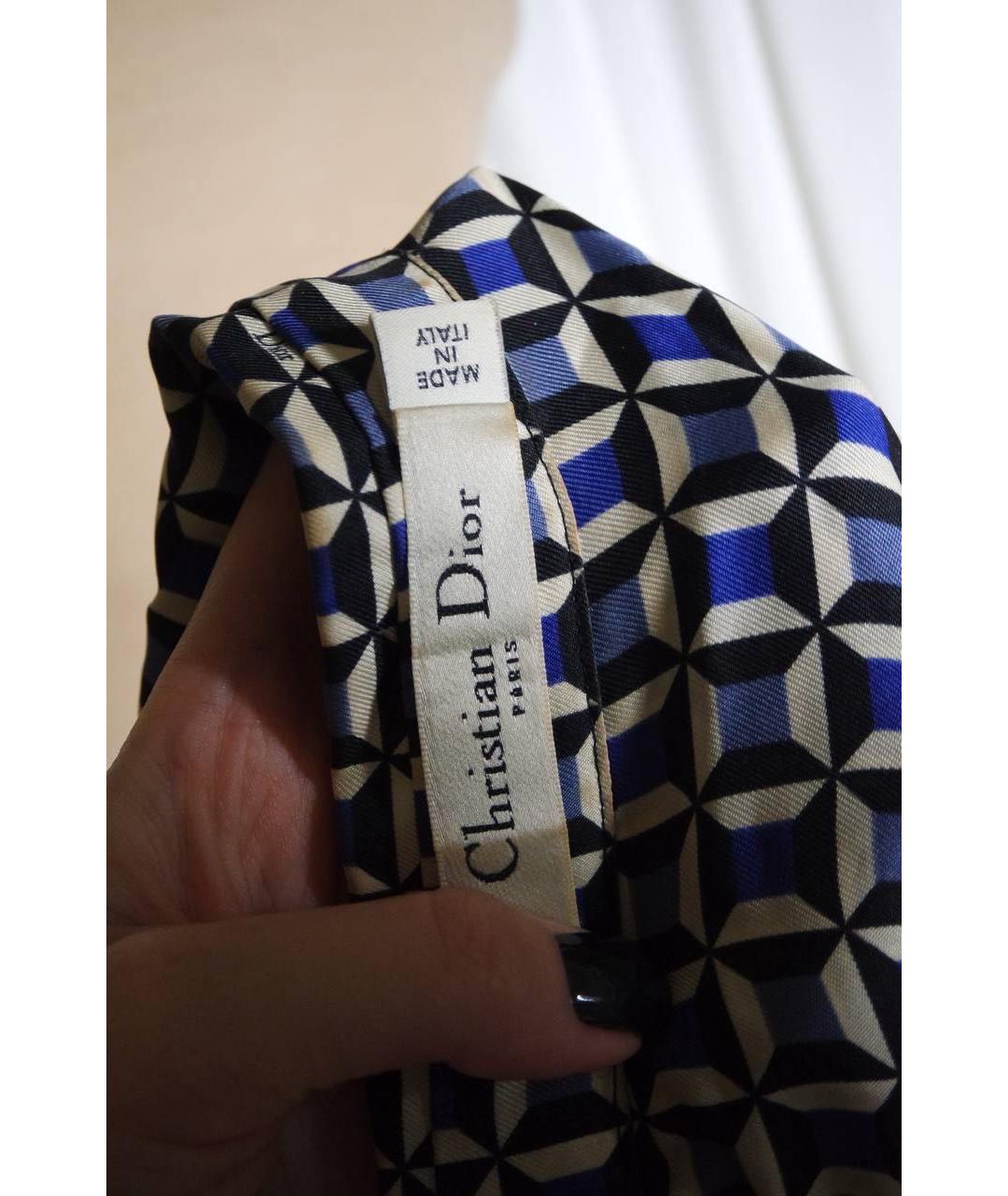 CHRISTIAN DIOR Синяя шелковая блузы, фото 3