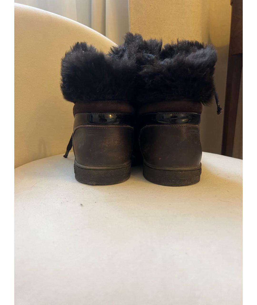 LOUIS VUITTON Коричневые кожаные кроссовки, фото 3