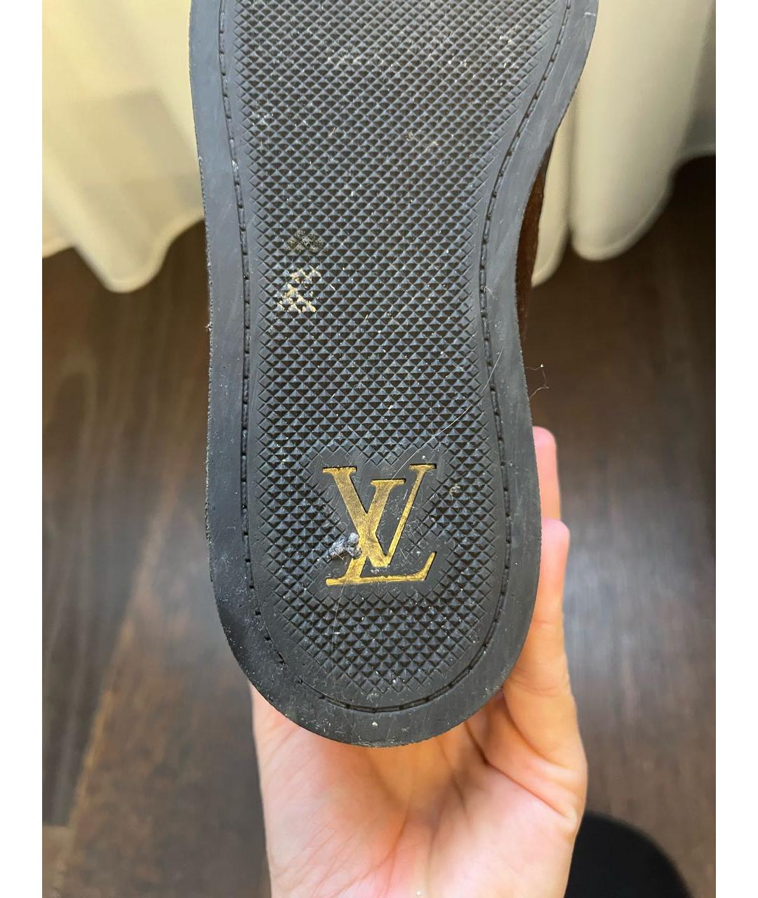 LOUIS VUITTON Коричневые кожаные кроссовки, фото 5