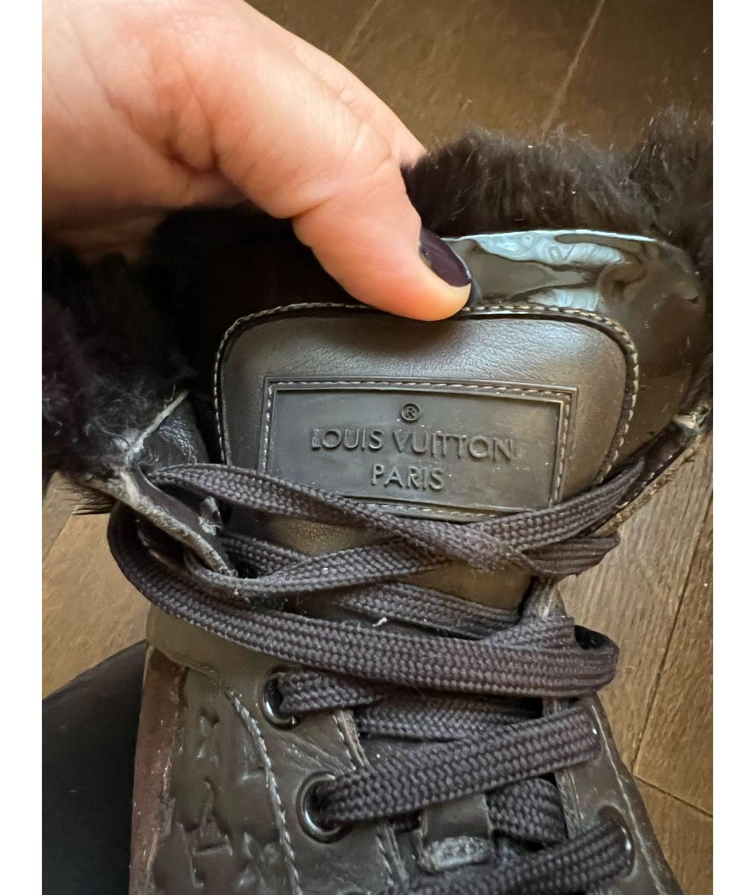 LOUIS VUITTON Коричневые кожаные кроссовки, фото 4