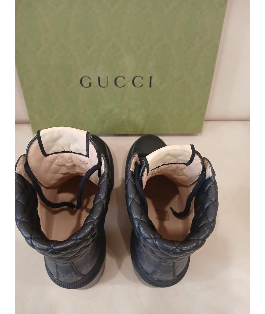 GUCCI Черные кожаные ботинки, фото 3