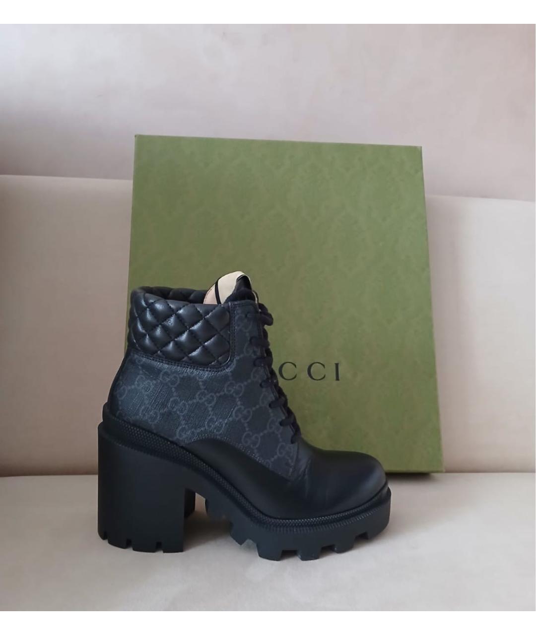 GUCCI Черные кожаные ботинки, фото 8