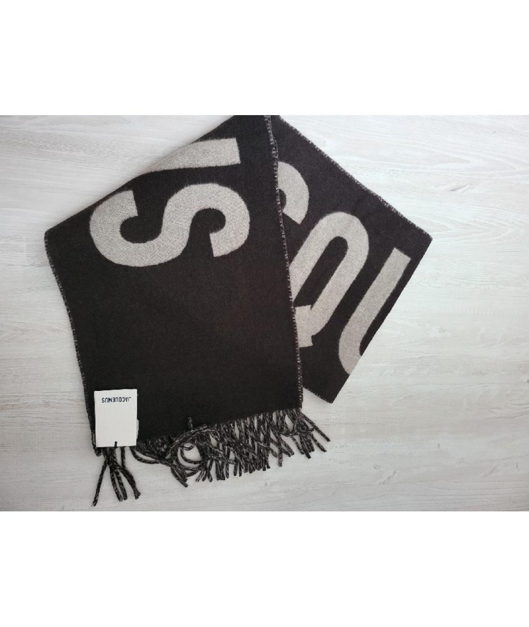 JACQUEMUS Коричневый шерстяной шарф, фото 4