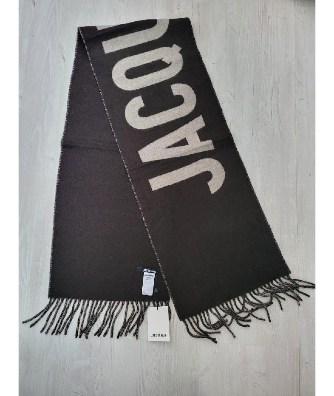JACQUEMUS Коричневый шерстяной шарф, фото 7