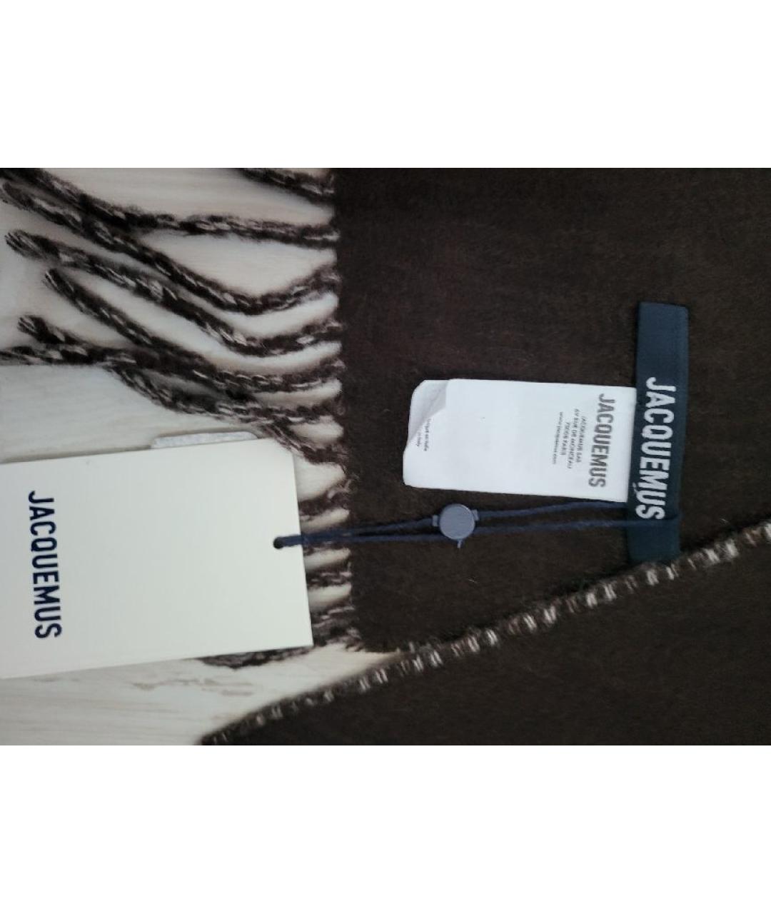 JACQUEMUS Коричневый шерстяной шарф, фото 5