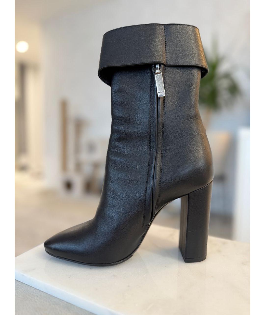 SAINT LAURENT Черные кожаные полусапоги, фото 4