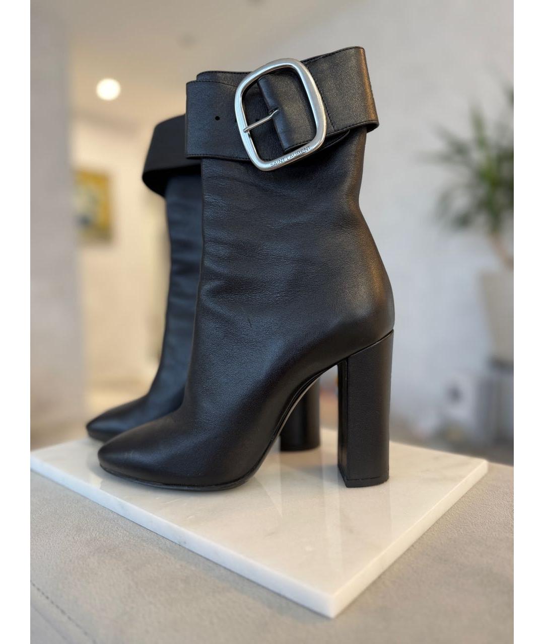 SAINT LAURENT Черные кожаные полусапоги, фото 7