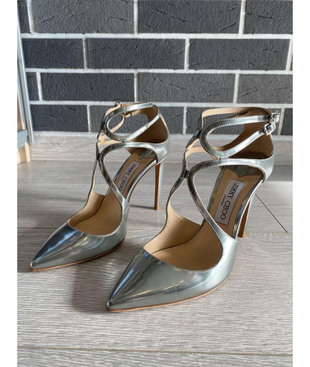JIMMY CHOO Серебряные кожаные туфли, фото 2