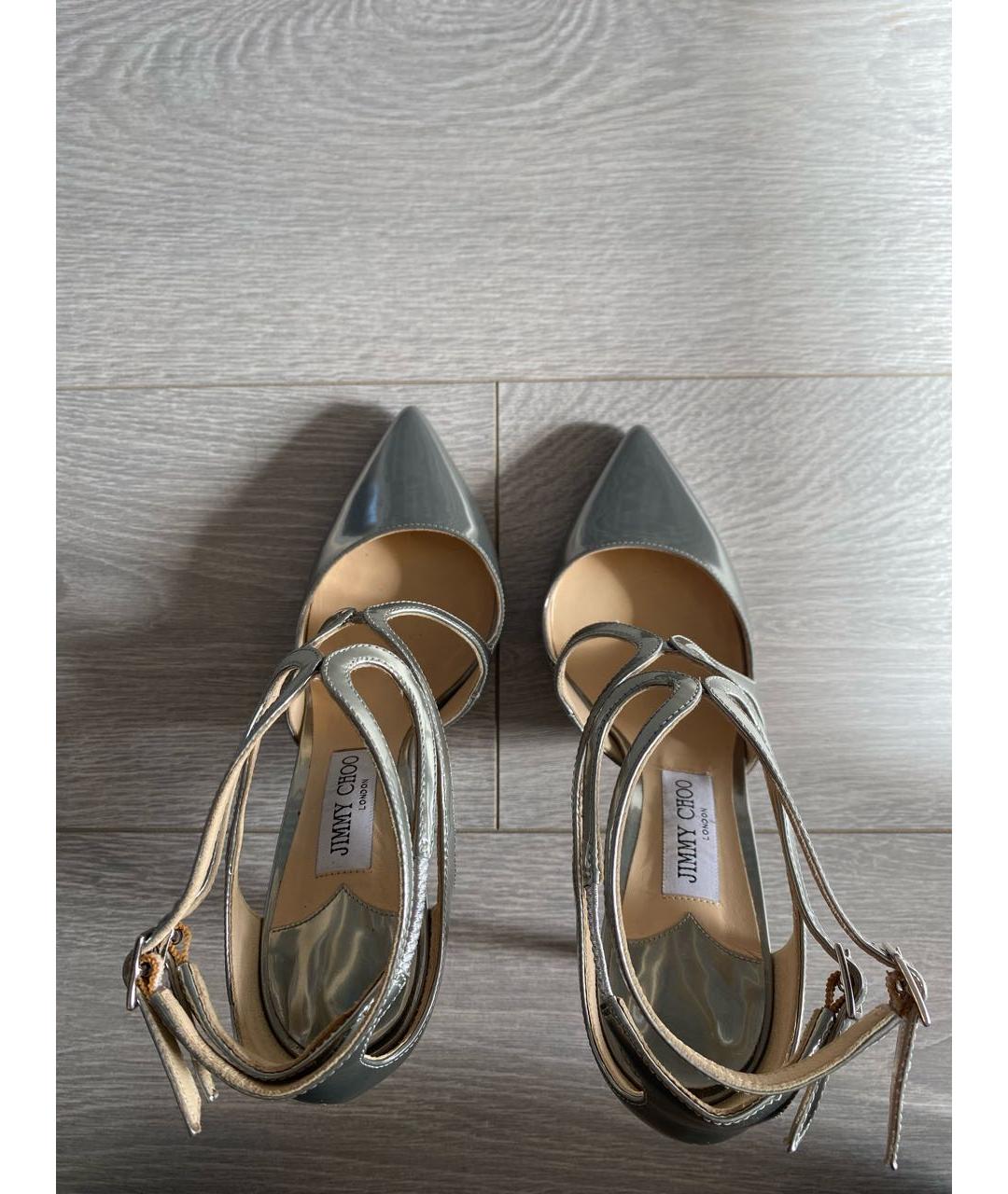 JIMMY CHOO Серебряные кожаные туфли, фото 3