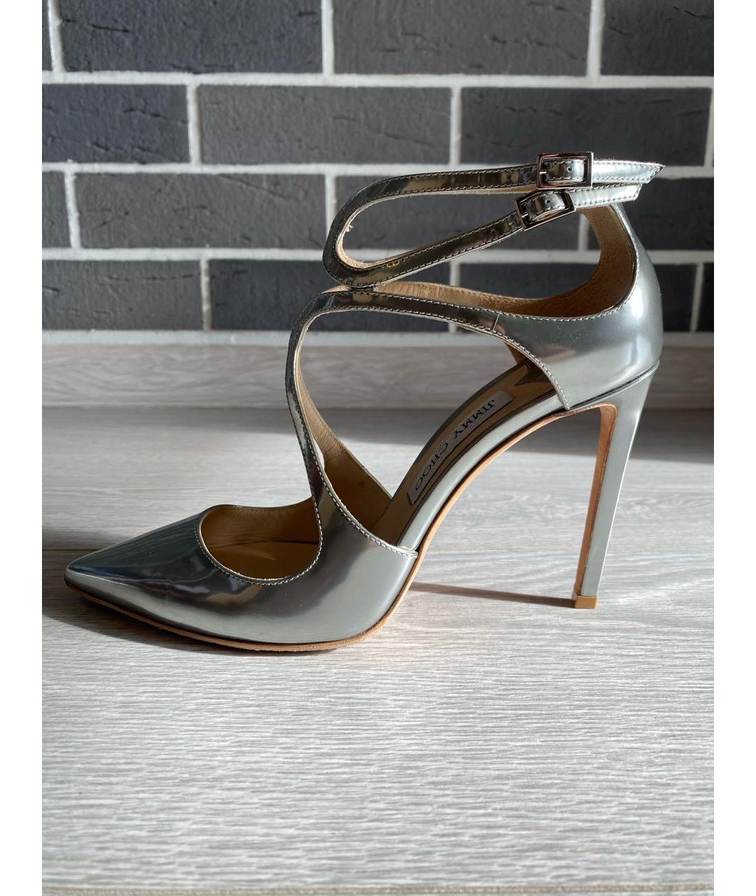 JIMMY CHOO Серебряные кожаные туфли, фото 8