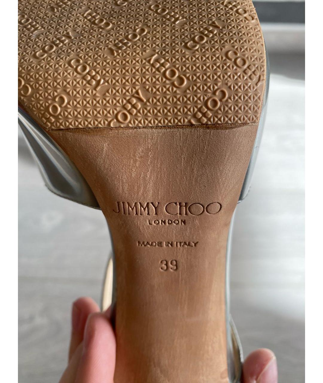 JIMMY CHOO Серебряные кожаные туфли, фото 7