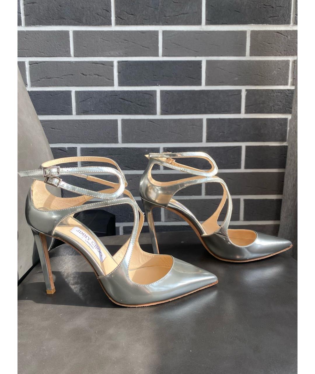 JIMMY CHOO Серебряные кожаные туфли, фото 5
