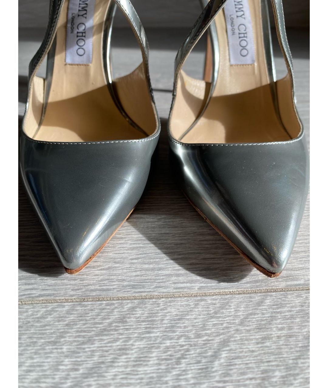 JIMMY CHOO Серебряные кожаные туфли, фото 6