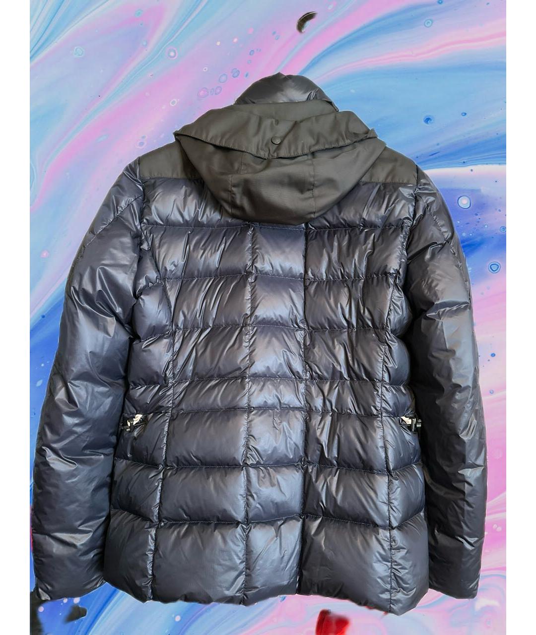 MONCLER Темно-синий полиэстеровый пуховик, фото 2