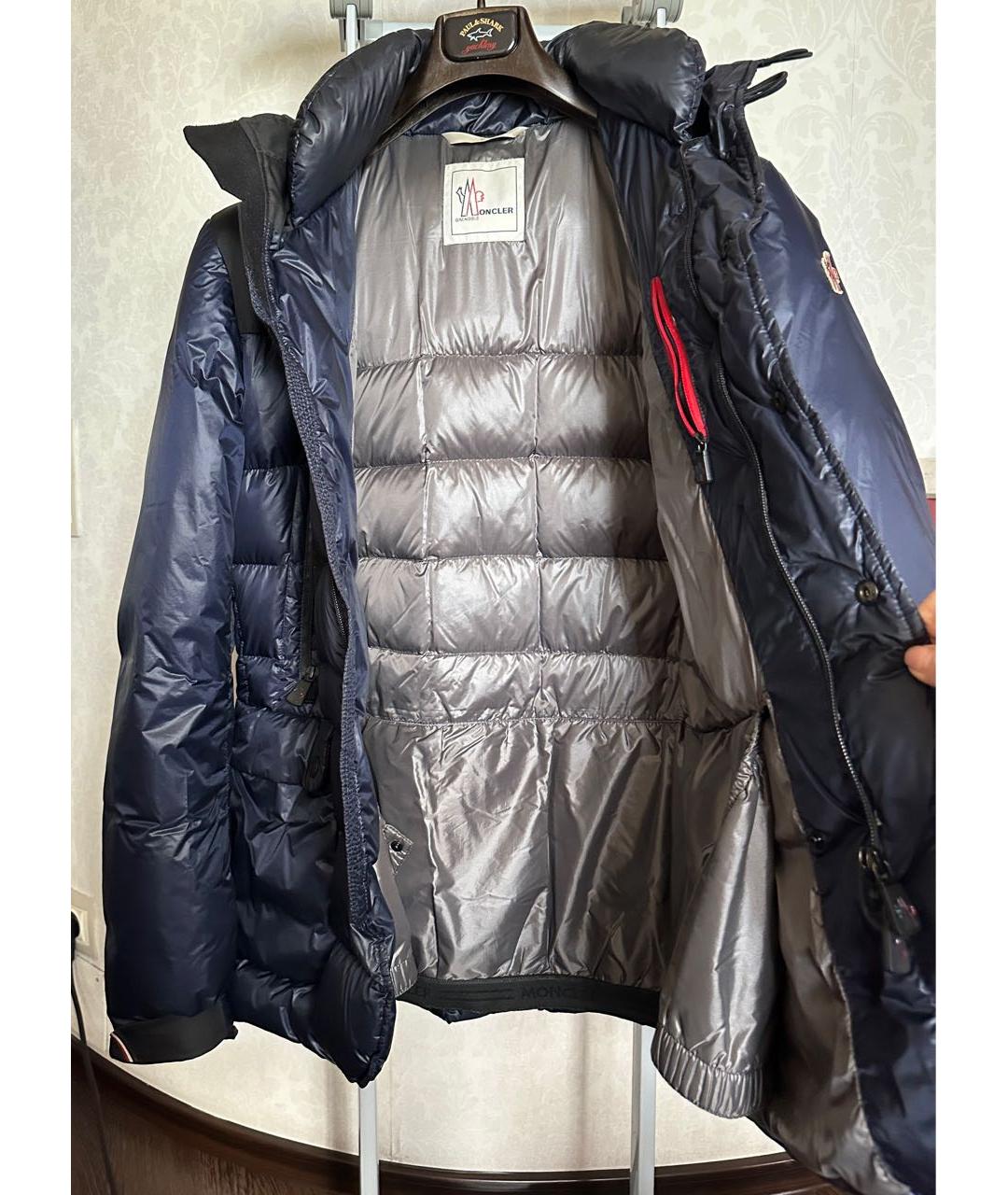 MONCLER Темно-синий полиэстеровый пуховик, фото 7