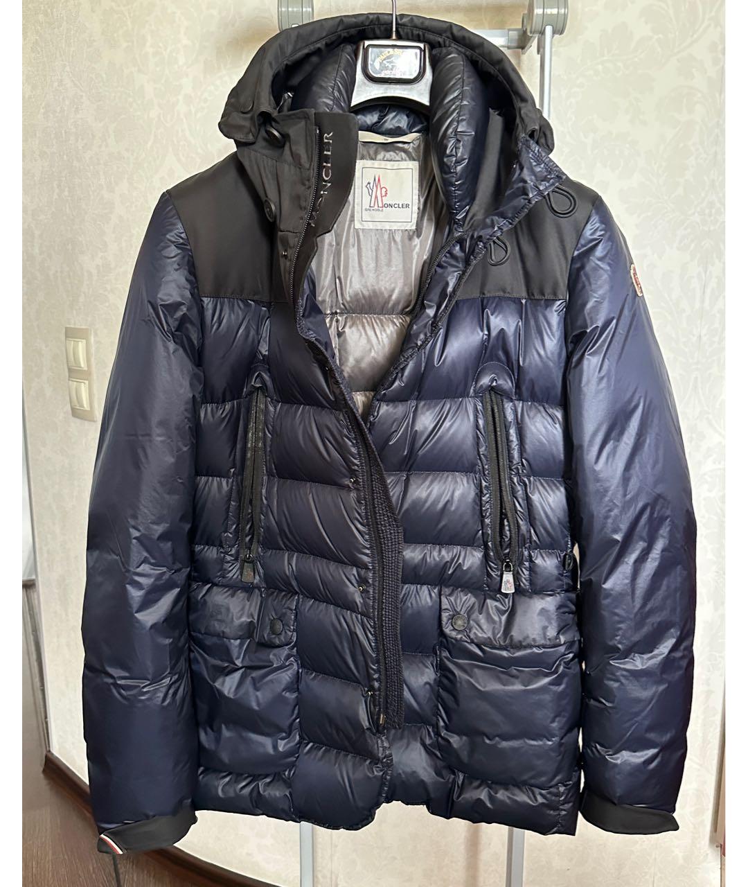 MONCLER Темно-синий полиэстеровый пуховик, фото 5