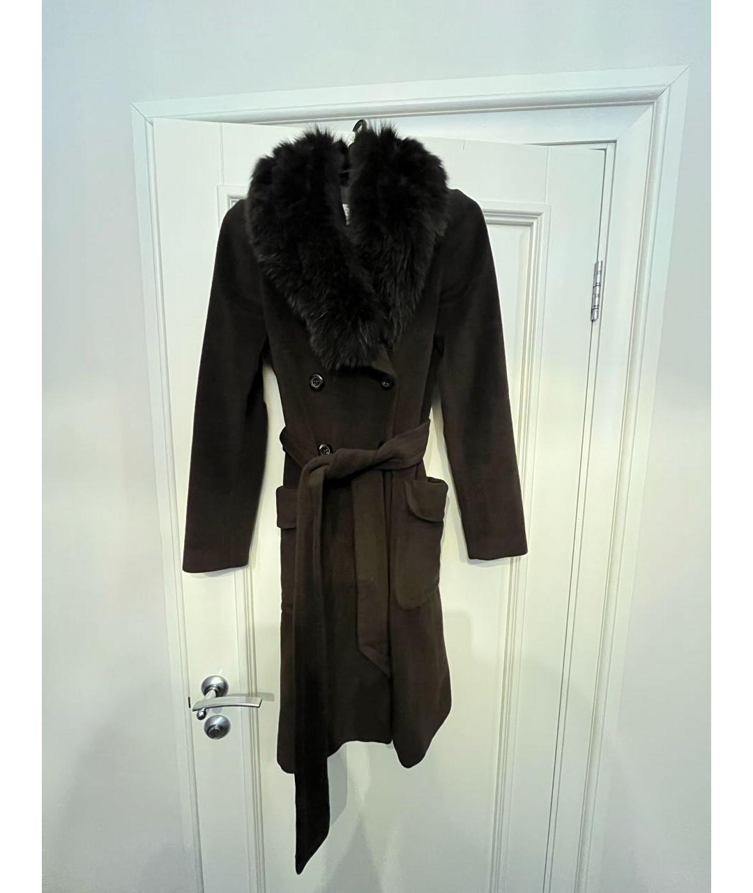 CALVIN KLEIN Коричневое шерстяное пальто, фото 4