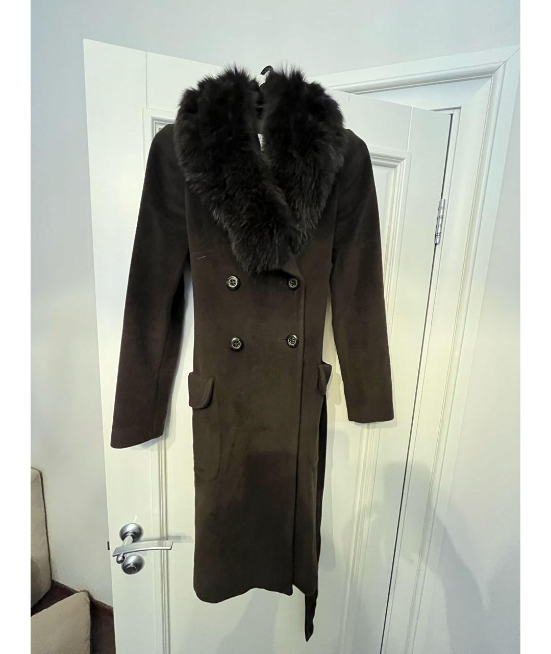 CALVIN KLEIN Коричневое шерстяное пальто, фото 2