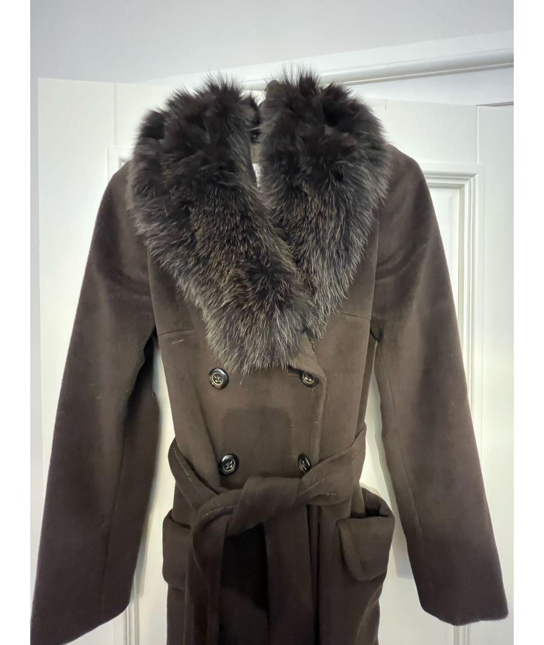 CALVIN KLEIN Коричневое шерстяное пальто, фото 8