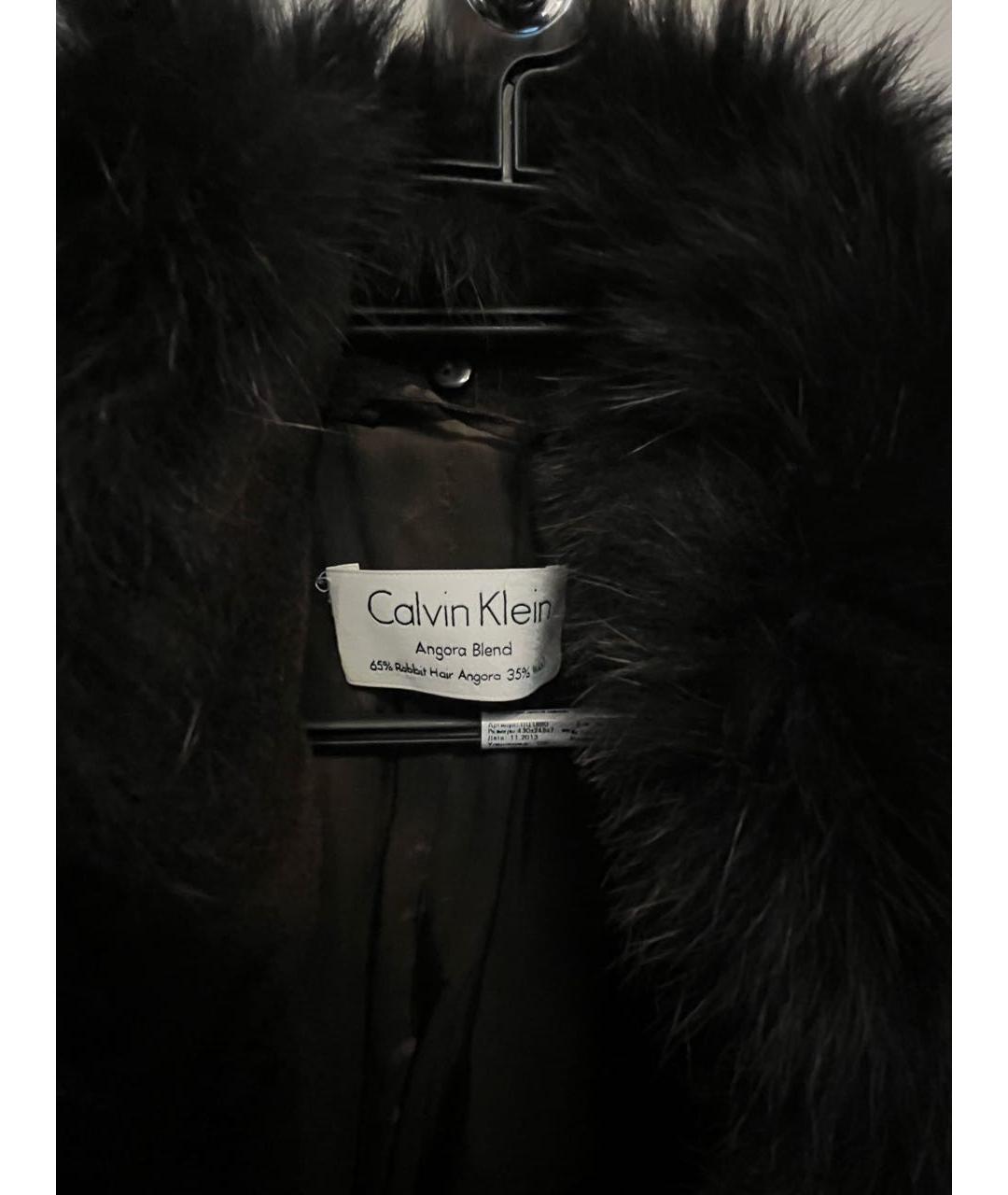 CALVIN KLEIN Коричневое шерстяное пальто, фото 6