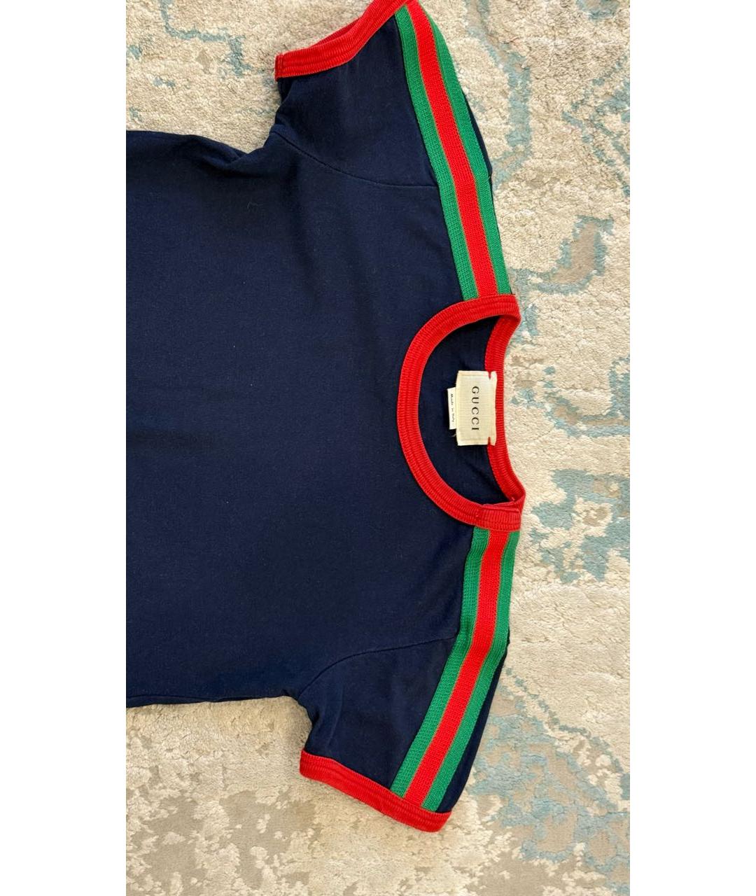GUCCI Синяя хлопковая детская футболка, фото 3