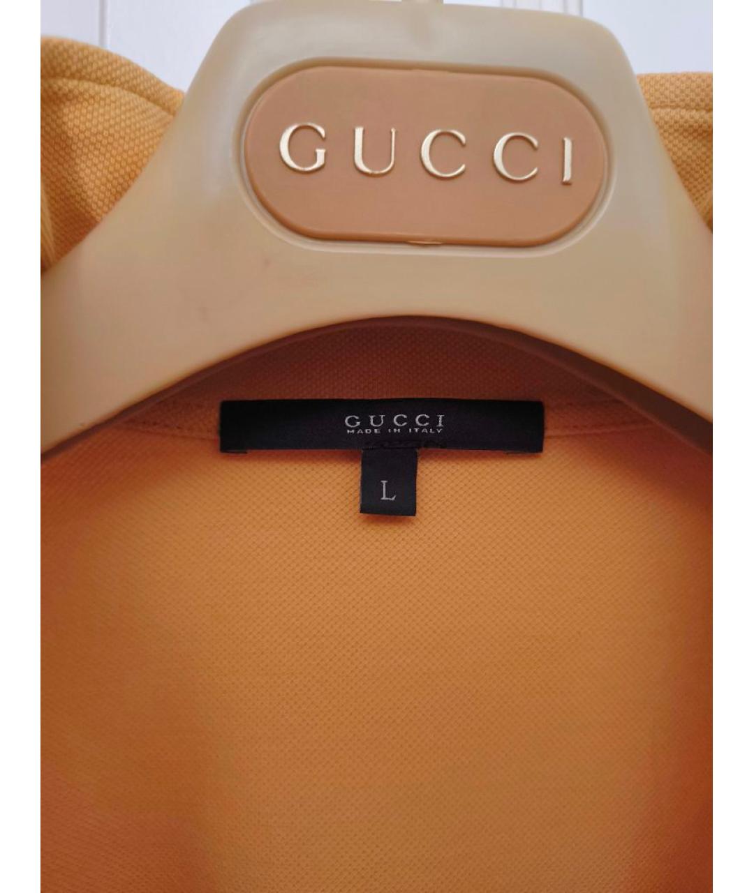 GUCCI Желтое хлопковое поло с коротким рукавом, фото 3
