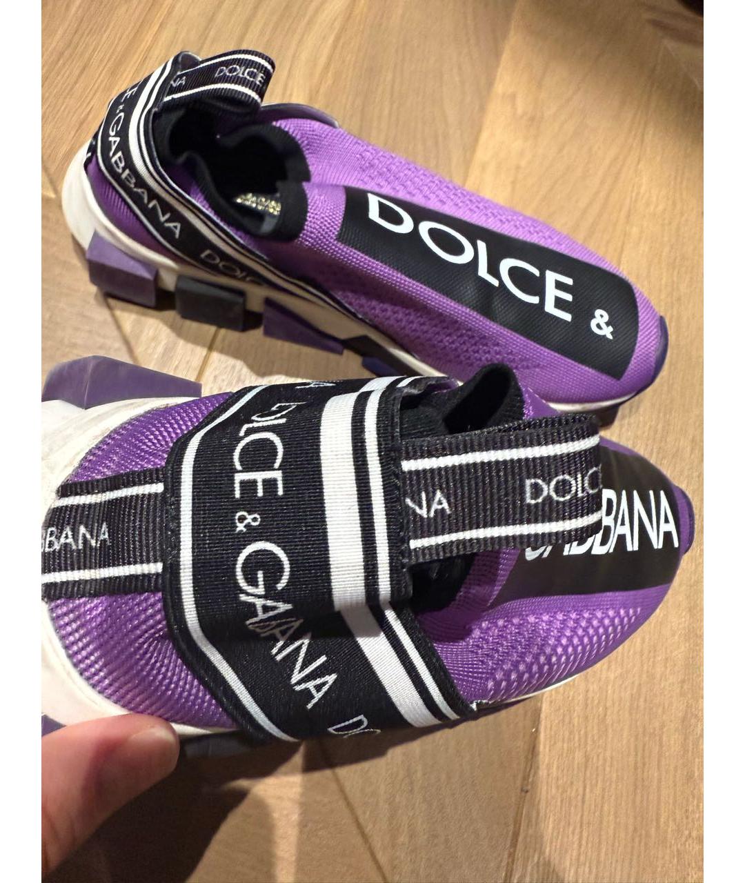 DOLCE&GABBANA Фиолетовые текстильные кроссовки, фото 4