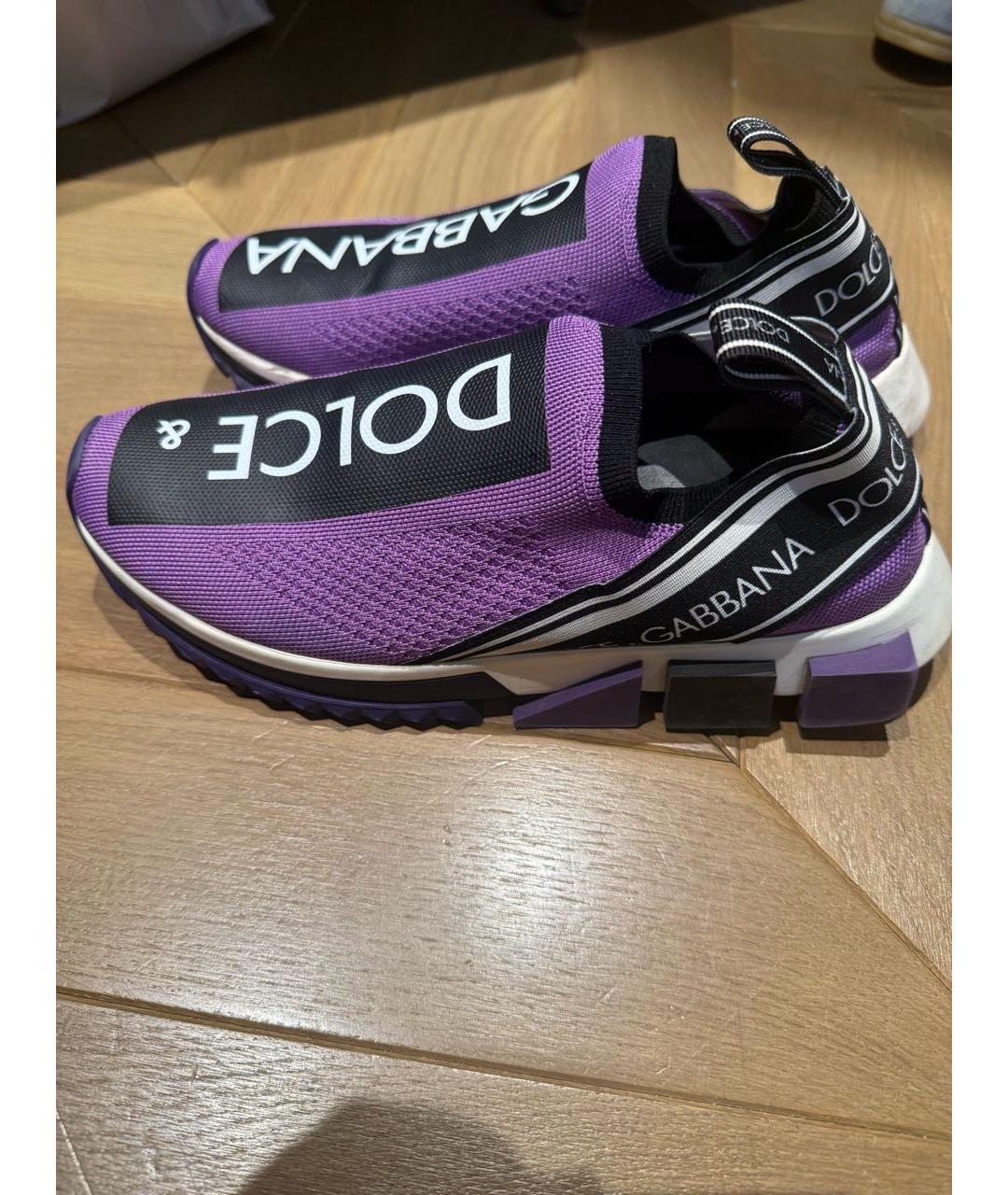 DOLCE&GABBANA Фиолетовые текстильные кроссовки, фото 8