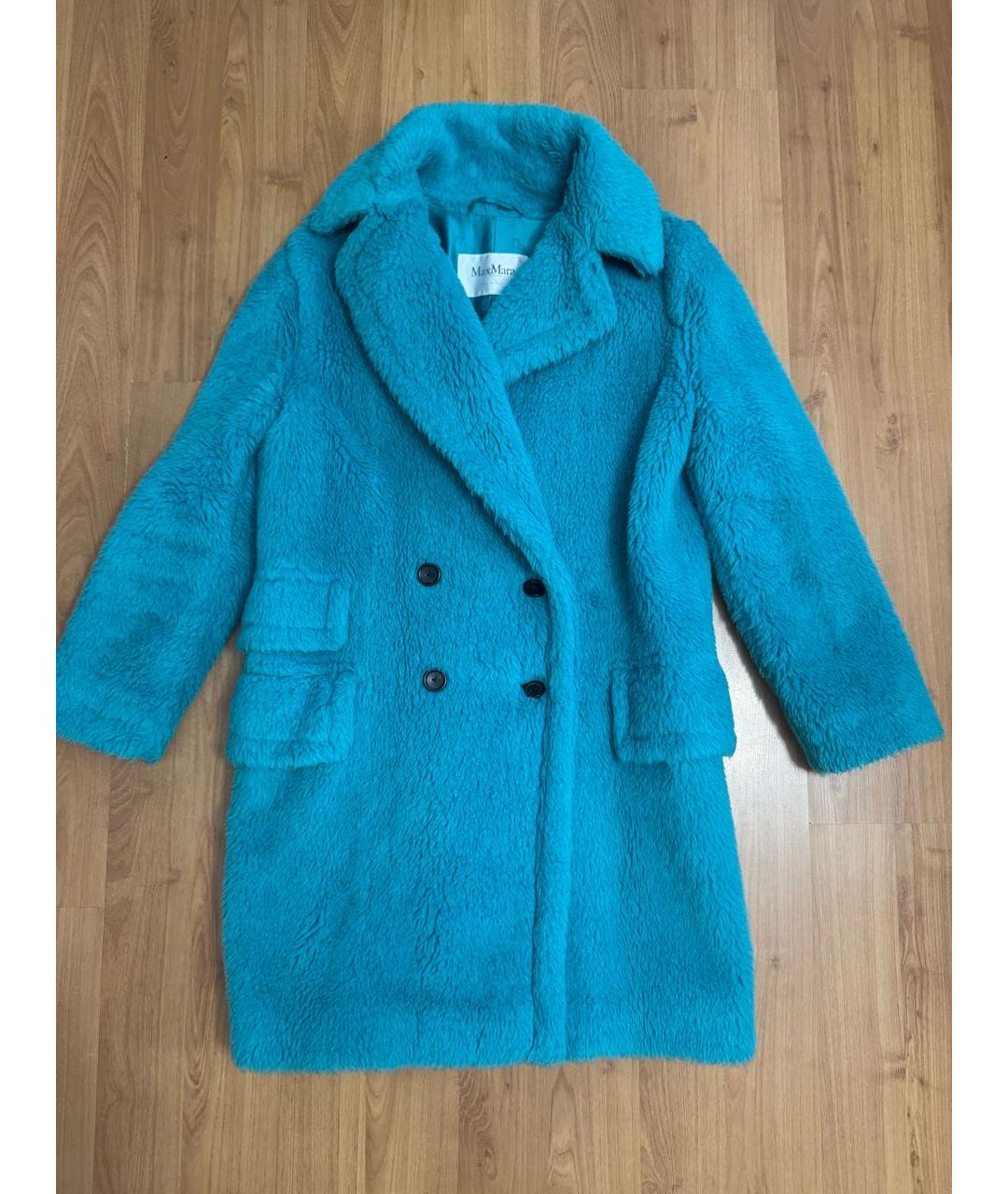 MAX MARA Бирюзовая шерстяная шуба, фото 2