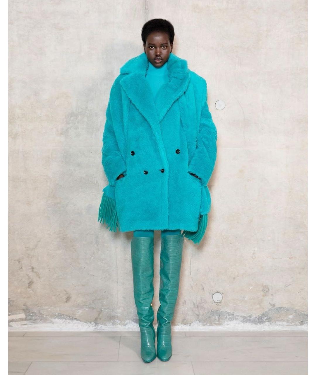 MAX MARA Бирюзовая шерстяная шуба, фото 6