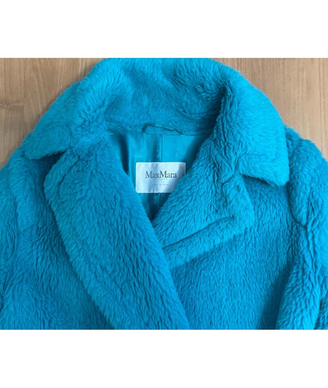 MAX MARA Бирюзовая шерстяная шуба, фото 3
