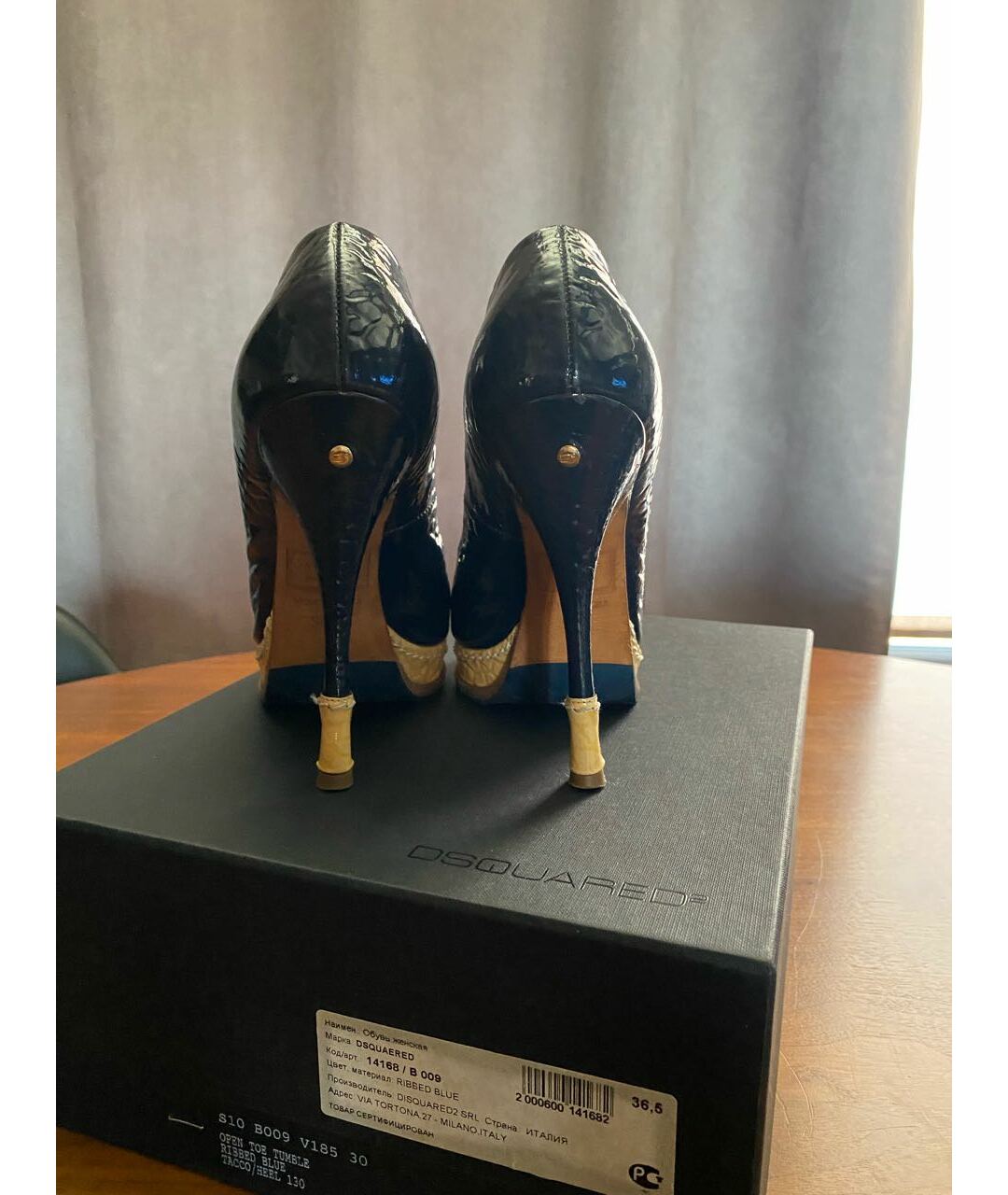 DSQUARED2 Синие туфли из лакированной кожи, фото 4