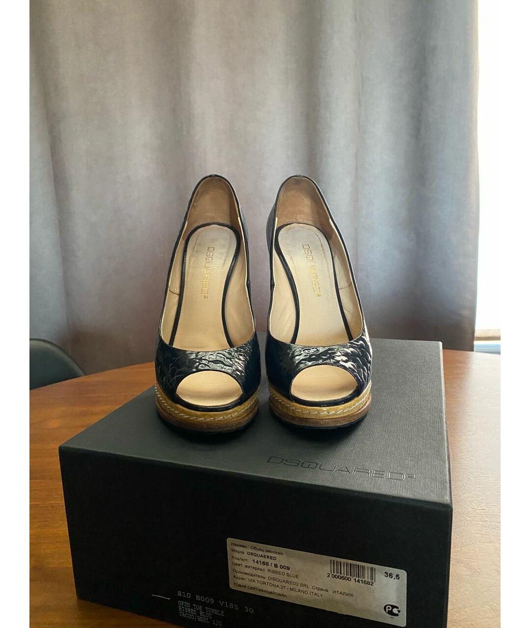 DSQUARED2 Синие туфли из лакированной кожи, фото 2