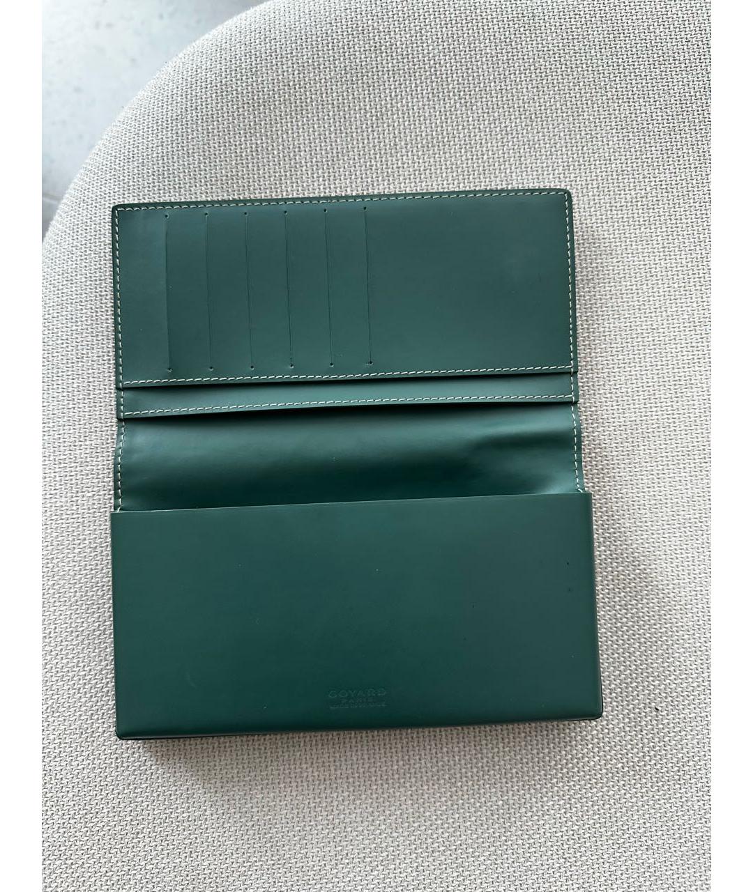 GOYARD Зеленый кожаный кошелек, фото 5