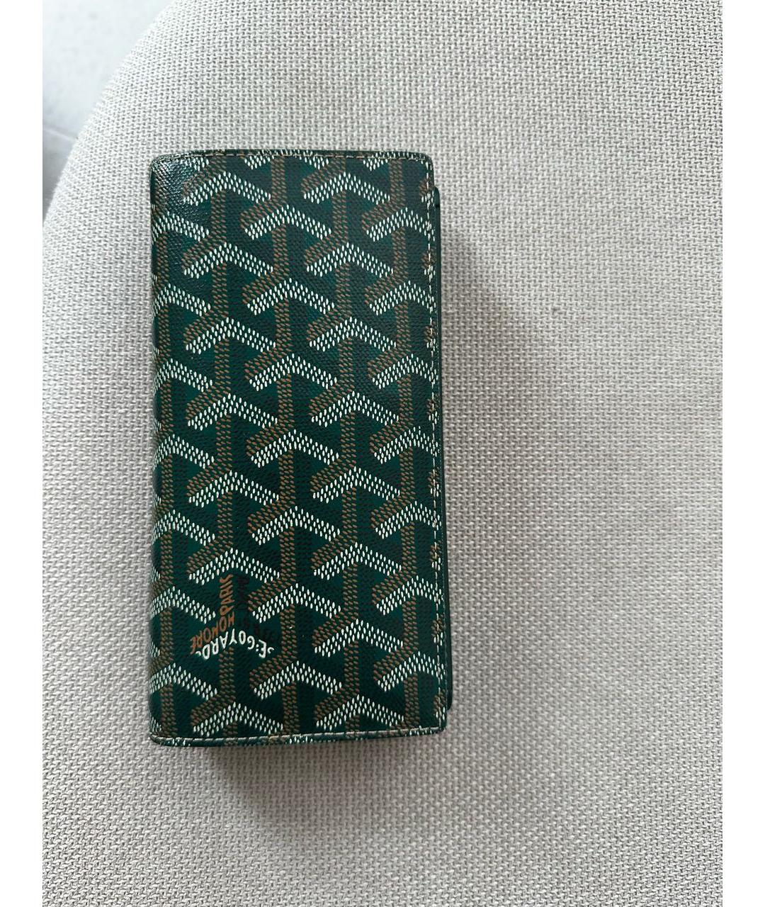 GOYARD Зеленый кожаный кошелек, фото 8