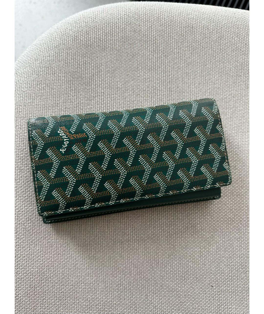 GOYARD Зеленый кожаный кошелек, фото 9